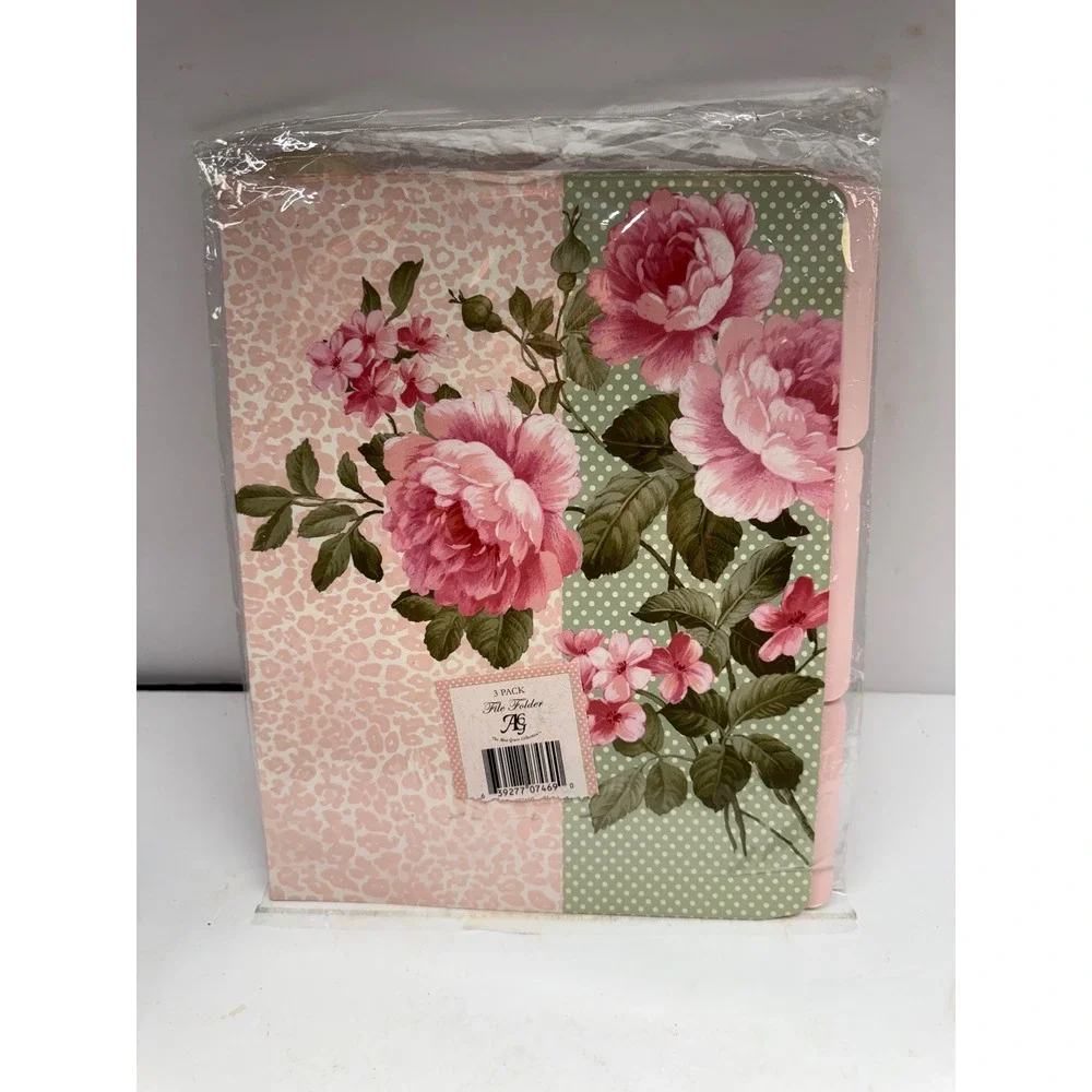 Ana Grace Collection 3 Pack Decorative File Folders Floral Leopard Polka Dot